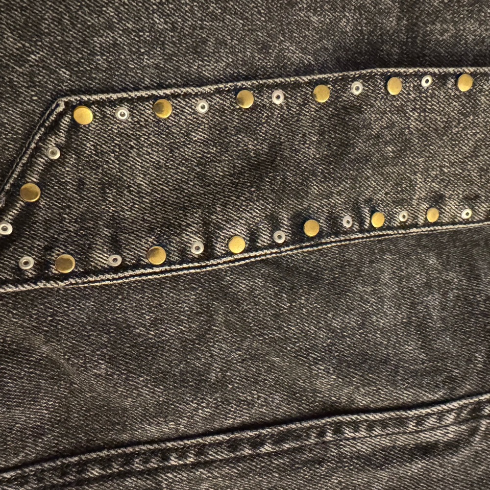 Sandro Charcoal Denim High Waisted Skirt with Belt - Picture 9 of 9